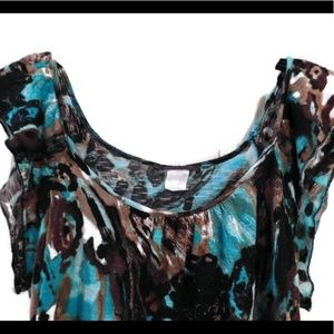 Agenda Teal & Brown Ladies Casual Top - Size M